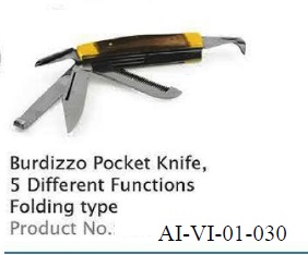BURDIZZO POCKET KNIFE, 5 DIFFERENT FUNCTIONS FOLDING TYPE